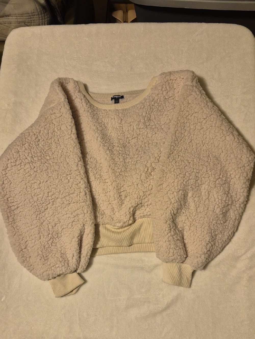 Express Cream Sherpa Pullover Sweatshirt